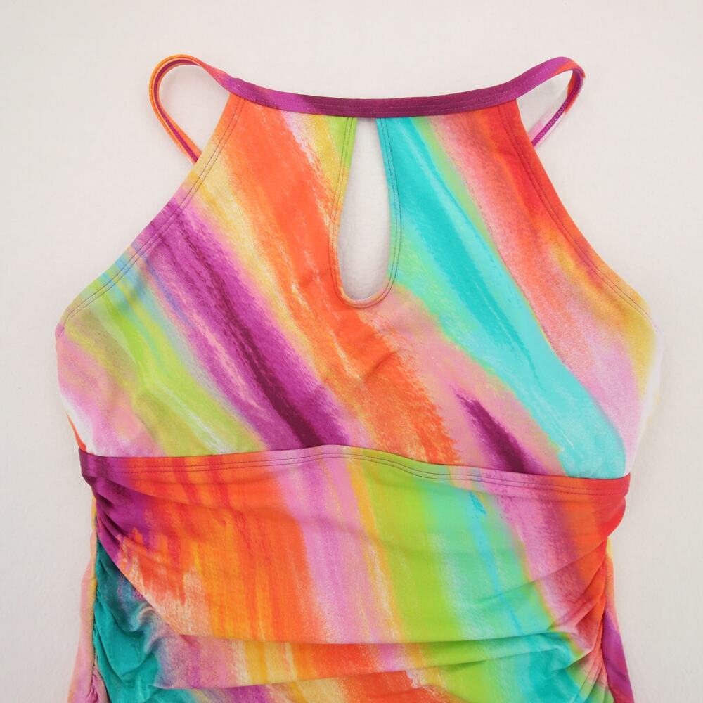 Bleu Rod Beattie Splash Out Tankini Top High Neck Keyhole Multicolor Size 10 NWT - Picture 3 of 12